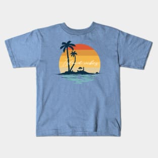 Island vibes retro beach sunset Kids T-Shirt